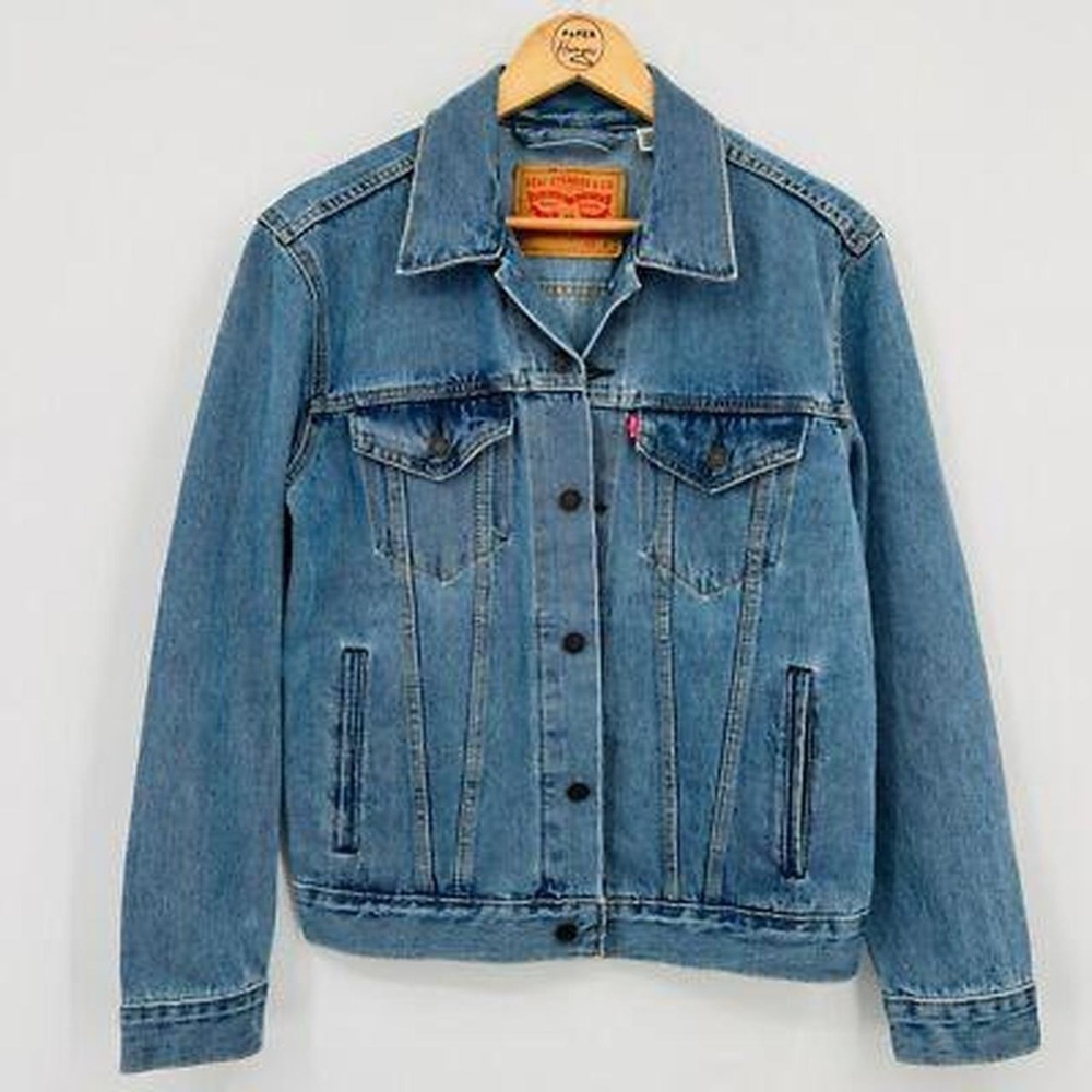 Levis Mens SnapBack Trucker Denim Jacket Medium Stonewash Blue - Picture 4 of 6